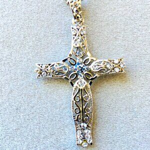 Vintage Cookie Lee silver cross necklace